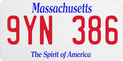 MA license plate 9YN386
