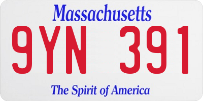 MA license plate 9YN391