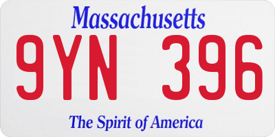 MA license plate 9YN396