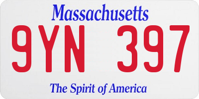 MA license plate 9YN397