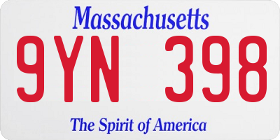 MA license plate 9YN398