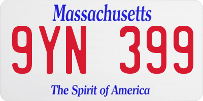 MA license plate 9YN399
