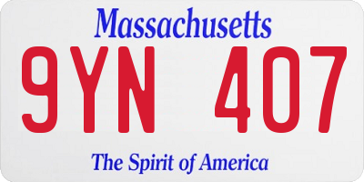 MA license plate 9YN407