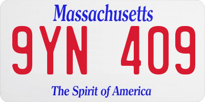 MA license plate 9YN409
