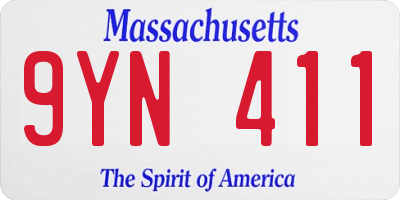 MA license plate 9YN411