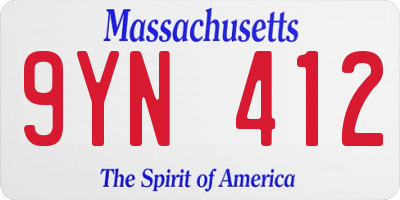 MA license plate 9YN412