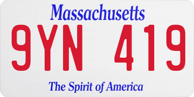 MA license plate 9YN419