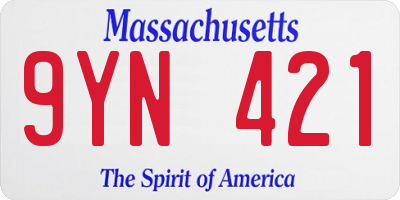 MA license plate 9YN421