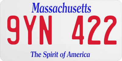 MA license plate 9YN422