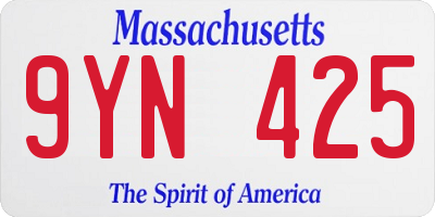 MA license plate 9YN425