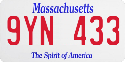 MA license plate 9YN433
