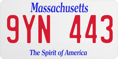 MA license plate 9YN443