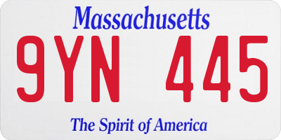 MA license plate 9YN445