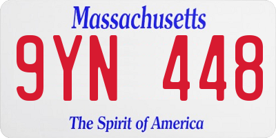 MA license plate 9YN448