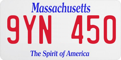 MA license plate 9YN450