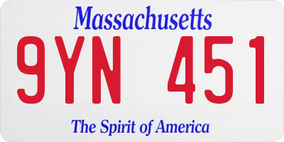 MA license plate 9YN451