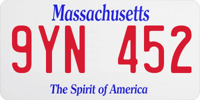 MA license plate 9YN452