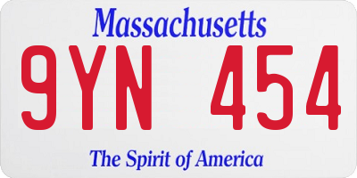 MA license plate 9YN454