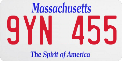 MA license plate 9YN455