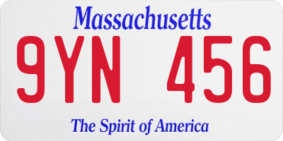 MA license plate 9YN456
