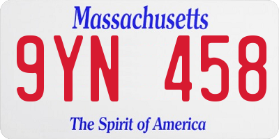 MA license plate 9YN458