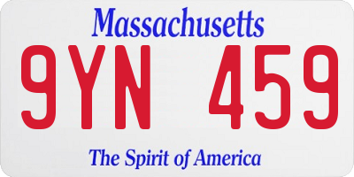 MA license plate 9YN459