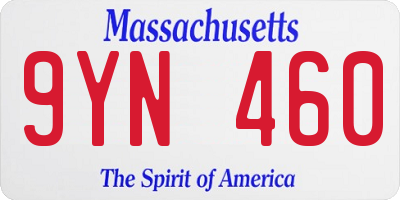 MA license plate 9YN460