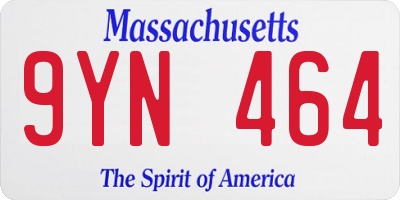 MA license plate 9YN464