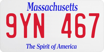 MA license plate 9YN467