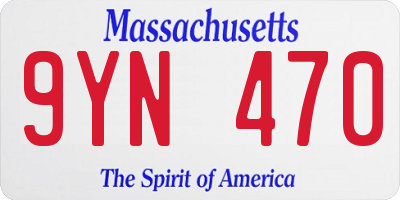 MA license plate 9YN470