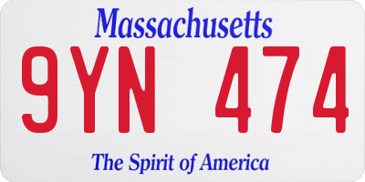 MA license plate 9YN474
