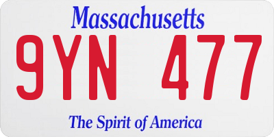 MA license plate 9YN477