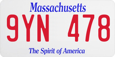 MA license plate 9YN478