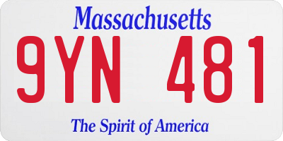 MA license plate 9YN481