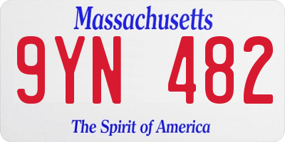MA license plate 9YN482