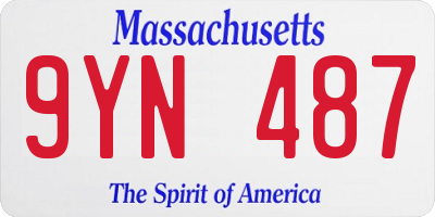 MA license plate 9YN487