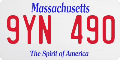 MA license plate 9YN490