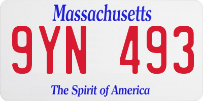 MA license plate 9YN493