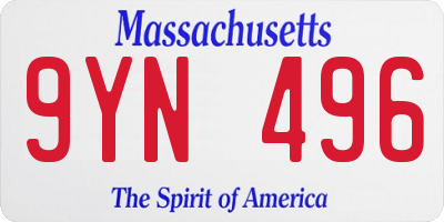 MA license plate 9YN496