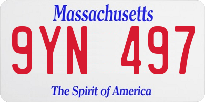 MA license plate 9YN497
