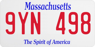 MA license plate 9YN498