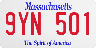 MA license plate 9YN501