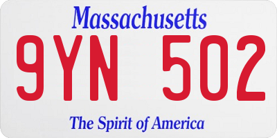 MA license plate 9YN502