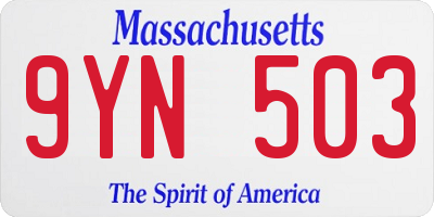 MA license plate 9YN503