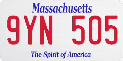 MA license plate 9YN505