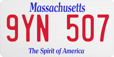 MA license plate 9YN507