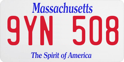 MA license plate 9YN508