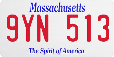 MA license plate 9YN513