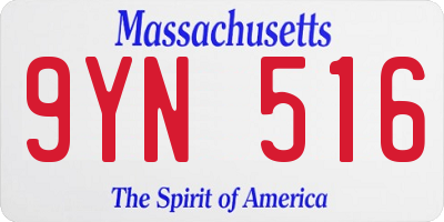 MA license plate 9YN516