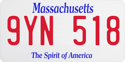 MA license plate 9YN518
